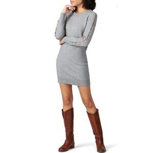 BB Dakota Steve Madden Women XS Knit Sweater Dress Grey Viscose Blend Buttons